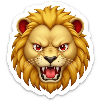Angry lion with red eyes and dangerous teeth sticker