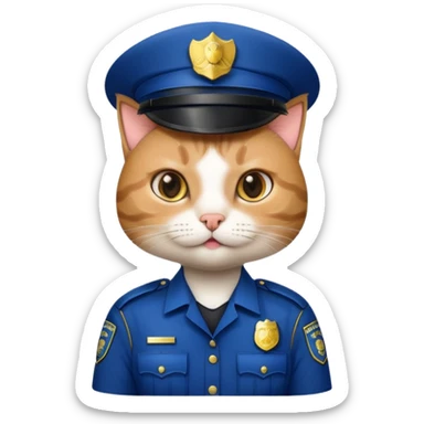 cat police officer sticker