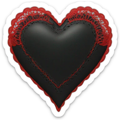 black leather heart with red lace overlay sticker