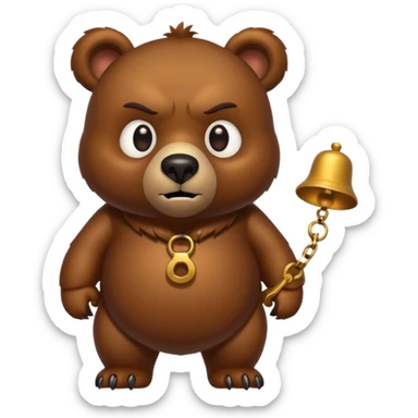 Evil bear with bell on its butt sticker