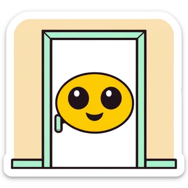 Creepy emoji peeking from behind a wall sticker