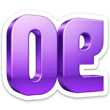 3D text that spells "me" in a shiny purple font  sticker