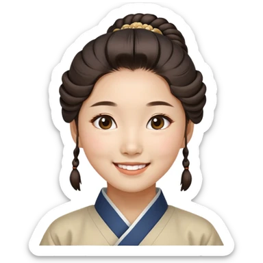 A smiling Korean girl with traditional Korean hairstyle sticker