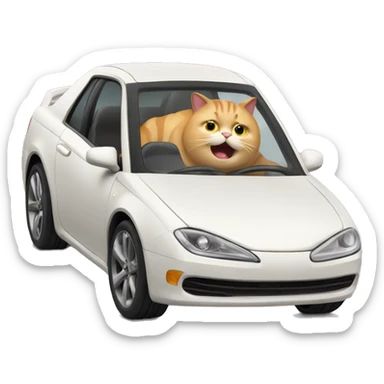 fat cat driving a fast car sticker
