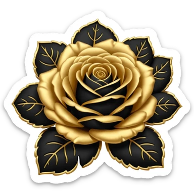 Black and gold rose sticker