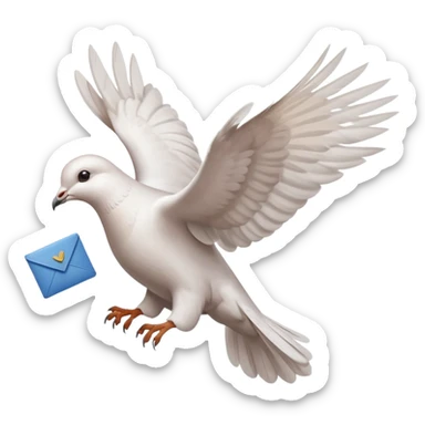 a dove flies with a letter in its paws sticker