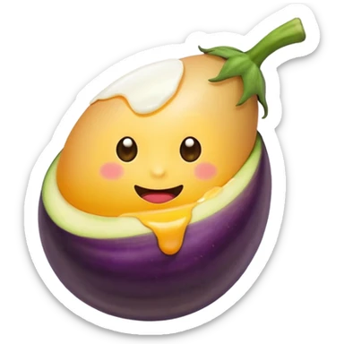 Somone eating a egg plant sticker