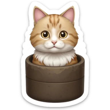 mix of white and tabby cat in a cylinder sticker