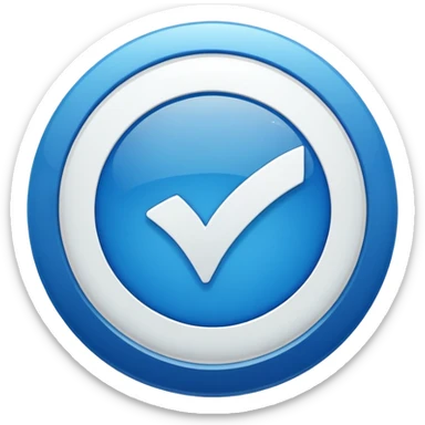 Emoji igual esse: ☑️, azul, e circular. sticker