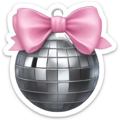 Disco ball with light pink bow sticker