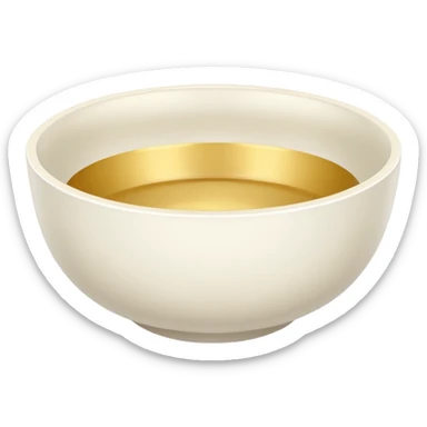 white bowl with plain gold color inside, no liquid, no gloss, minimal, simple, clear sticker