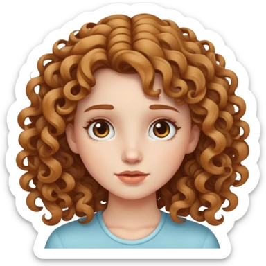 a white skin girl with curly light brown hair sticker