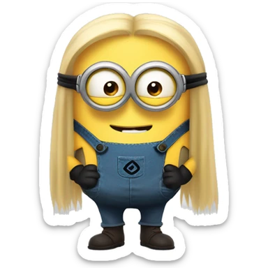 Despicable 4 character mega minion with long light brow hair sticker