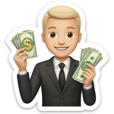 happy businessman with money sticker