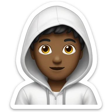 A boy with a white hoodie and with black pants sticker