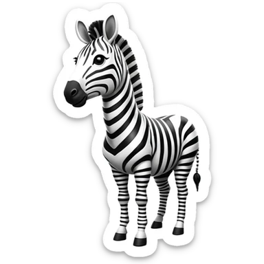 cinematic-zebra-realistic-full-body-standing-emoji,-elegant-frame-balanced-gracefully,-bold-black-and-white-stripes-contrasting-sharply,-head-tilted-dramatically,-expressive-dark-eyes-glinting-with-curiosity,-simplified-yet-realistic-focused-features,-highly-detailed,-glowing-with-an-almost-sarcastic-glow sticker