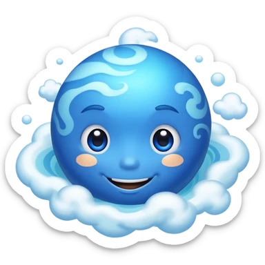 Neptune planet with blue surface and a cute smiling face sticker