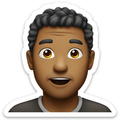 looking up with tong out mouth sticker