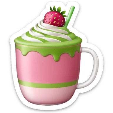 strawberry matcha latte sticker