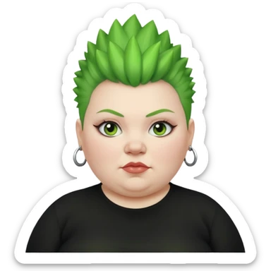 fat woman green mohawk sticker
