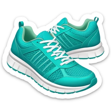 turquoise running shoes, athletic footwear, blue-green sneakers sticker