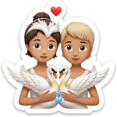 Two swan making a heart 💗 a girl and a boy sticker