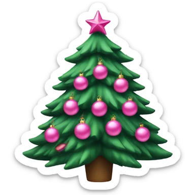 christmas tree with pink decorations  sticker