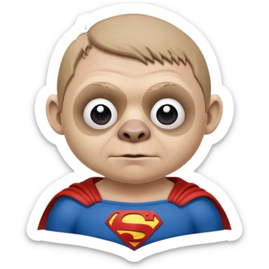 Sloth from The Goonies movie character with misshapen face and superman shirt sticker