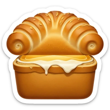 A golden loaf of bread with a crisp crust and a small rising steam curl. sticker