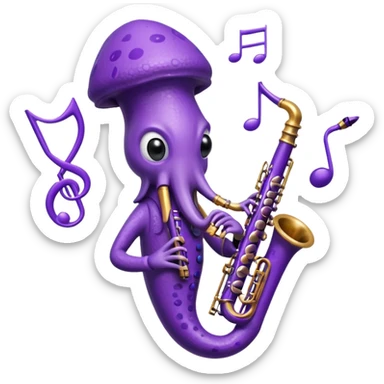 A full sized squid playing clarinet sticker