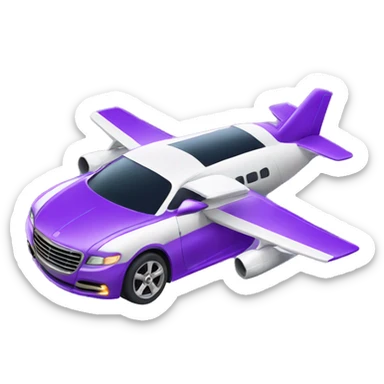 Flying luxury car purple with airplane wings sticker