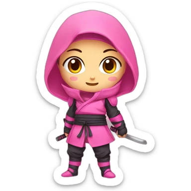 cute ninja anime girl with pink clothes sticker