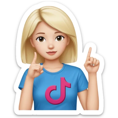 Girl with tiktok logo point up with one finger  sticker