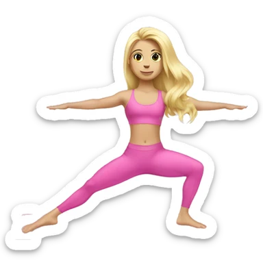 Blonde long hair doing Pilates wearing pink  sticker
