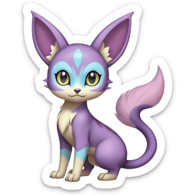 Smooth Soft Dark Pastel Meloetta-Purrloin-Gatomon-Trico-Pokémon-Digimon-Fakémon-fusion-hybrid-creature sticker
