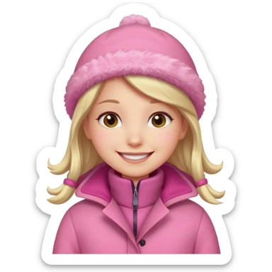 Girl wearing pink winter coat sticker