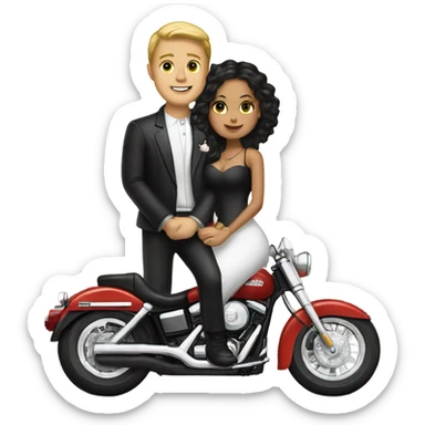 White boy marrying a Latina girl sitting on a Harley  sticker