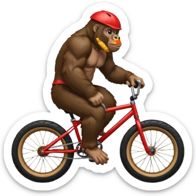 Gorilla wheeling a red BMX bike sticker