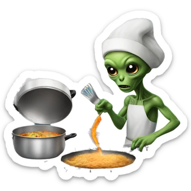 alien cooking an eg sticker