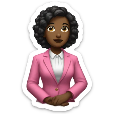 Rear view of Black female Historian with pink blazer and short black hair standing in court sticker