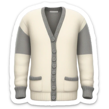 Cream cardigan with grey accents sticker