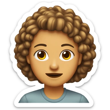 Chica de pelo rizado rubio con ojos marrones abrazando a su gata gris sticker