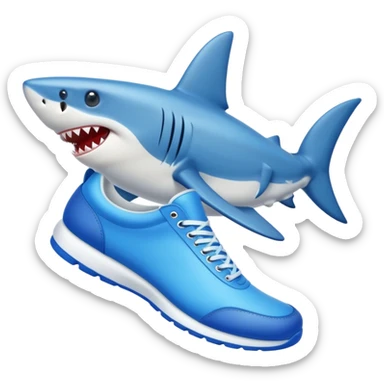 Shark with blue shoes on sticker
