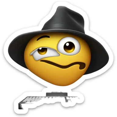 ra dMagic hat in front of computer sticker