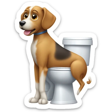 Dog pooping on toilet  sticker