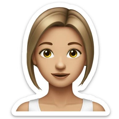 beautiful girl green eyes straight light brown hair sticker