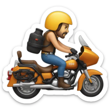 Biker making weelings sticker