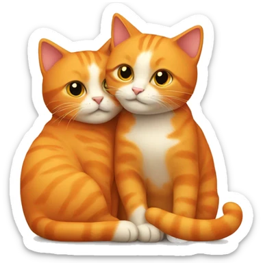 Two orange cats cuddling together sticker