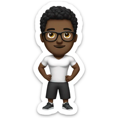  gym bro  white guy, glasses and dark hair sticker
