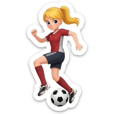 blond girl doing keepy uppies with a soccerball sticker